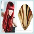 2014 human long red hair extensions weave Brazilian hair , remy human wave hair weft golden/ brown/black color